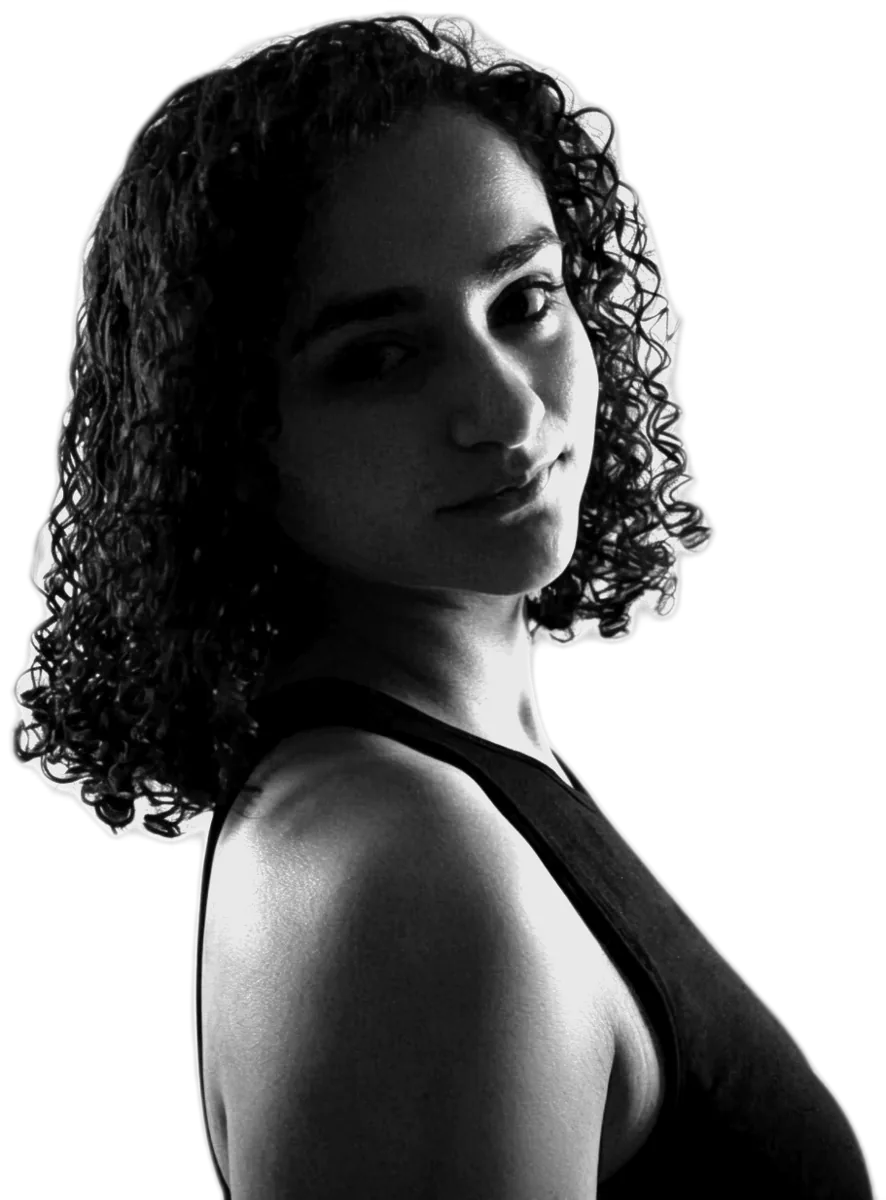 Retrato de Isabel Ortiz en blanco y negro